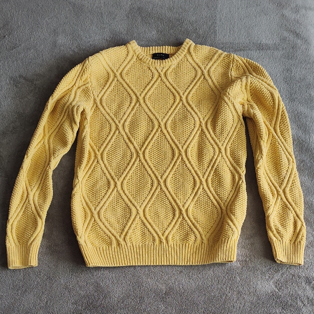 Zara Yellow Cable Knit Sweater